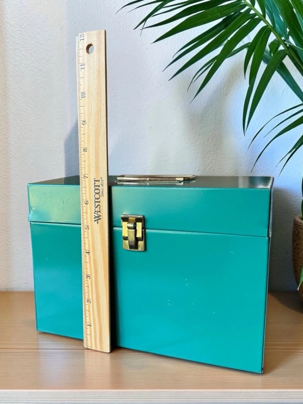 Vintage Worcester T&S Rochdale Mass Green Metal Storage Box Industrial Organizer